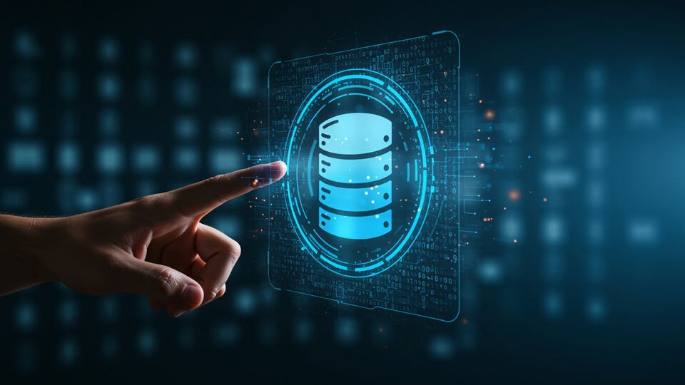 finger pinting a database icon